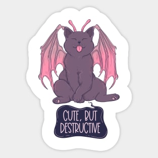 Cute but destructive cat Sticker